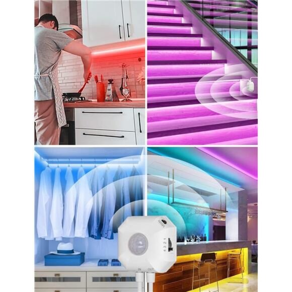 Motion Sensor Lights Indoor Under Bed Lights, Plug-in RGB Motion Sensor Led - Picture 2 of 7